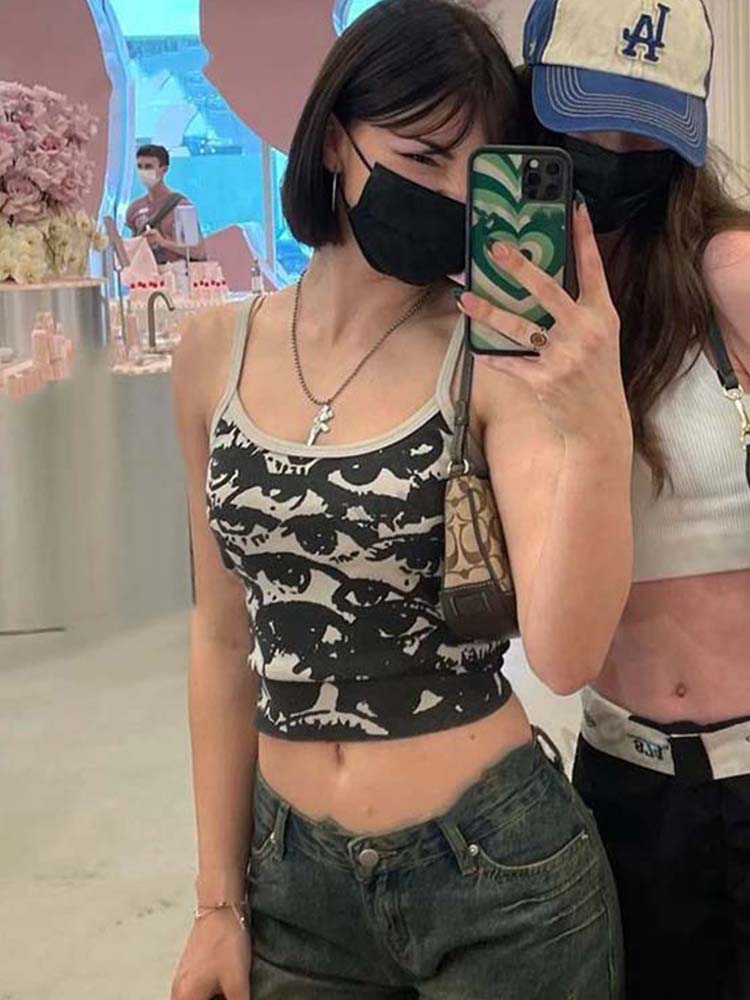 Suspender Tank Top - Футболка женская с коротким рукавом, короткий